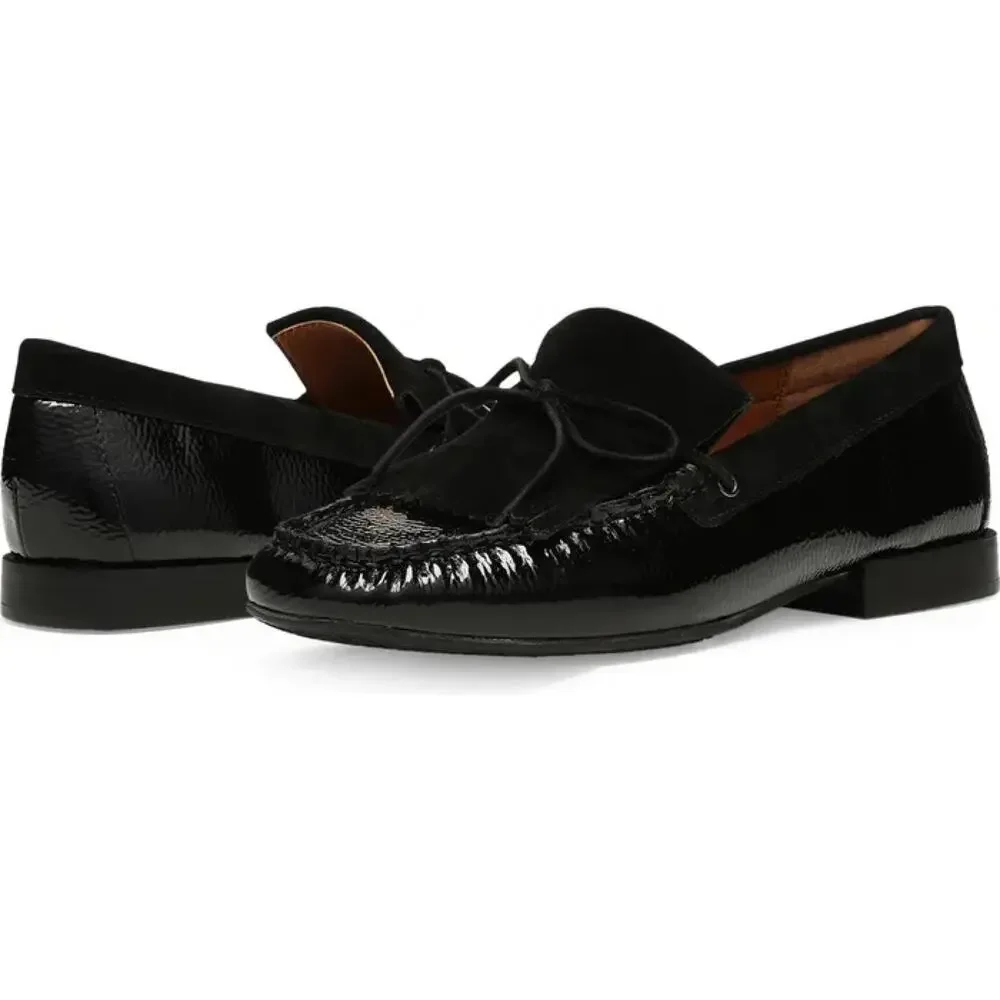 New Donald Pliner Breezy Loafer in Black Leather / Suede Women's Size 5